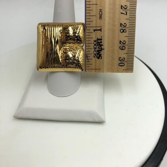 18K Gold Plated Women's Square Abstract Modern Finger Ring Open Back Waterproof - Picture 9 of 10